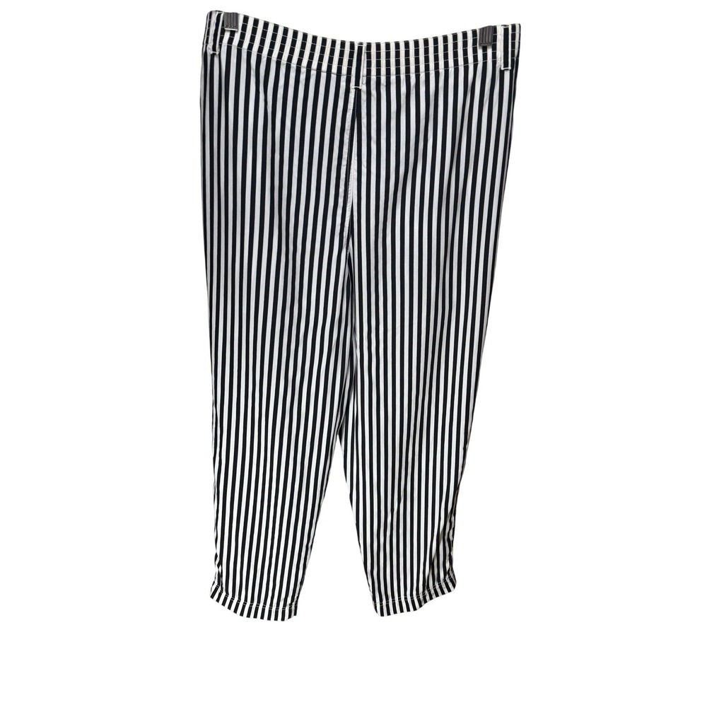 Lizwear Pants Women 10 Black Striped Rayon Tapered High Rise Pleated Vintage 90s - Picture 2 of 8